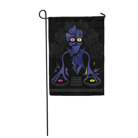 SIDONKU Blue Trippy Alien Dj Character Green PSY Abstract Ambient Artist Garden Flag Decorative Flag House Banner 12x18