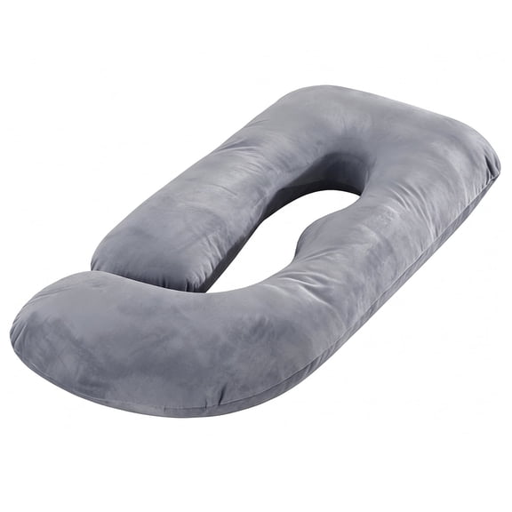 AFGFUF J-Shaped Pregnancy Pillow, 63" x 19.6", Full Body Maternity Pillow for Back, Hip & Belly Relief, Black-Grey