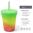 thumbnail image 2 of Silipint: Kids Straw Tumblers 8oz: 2 Pack - Glow Blue Ombre & Glow Green Ombre - Silicone Unbreakable Cups w/ No Leak Lids, Hot & Cold Drinks, 2 of 8