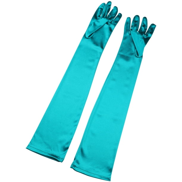 Guantes largos para mujer INSPIRE CHIC de los años 1920, mitones de dedo completo para fiesta de noche, guantes de ópera elegantes en verde azulado, talla única