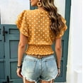 thumbnail image 5 of Women's 2026 New Crew Neck Polka Dot Print Layered Ruffle Hem Short Sleeve T Shirt, Elastic Waist Peplum Top, Casual Fashion Summer Daily Wear for Trendy Outfits Orange XXL, 5 of 6