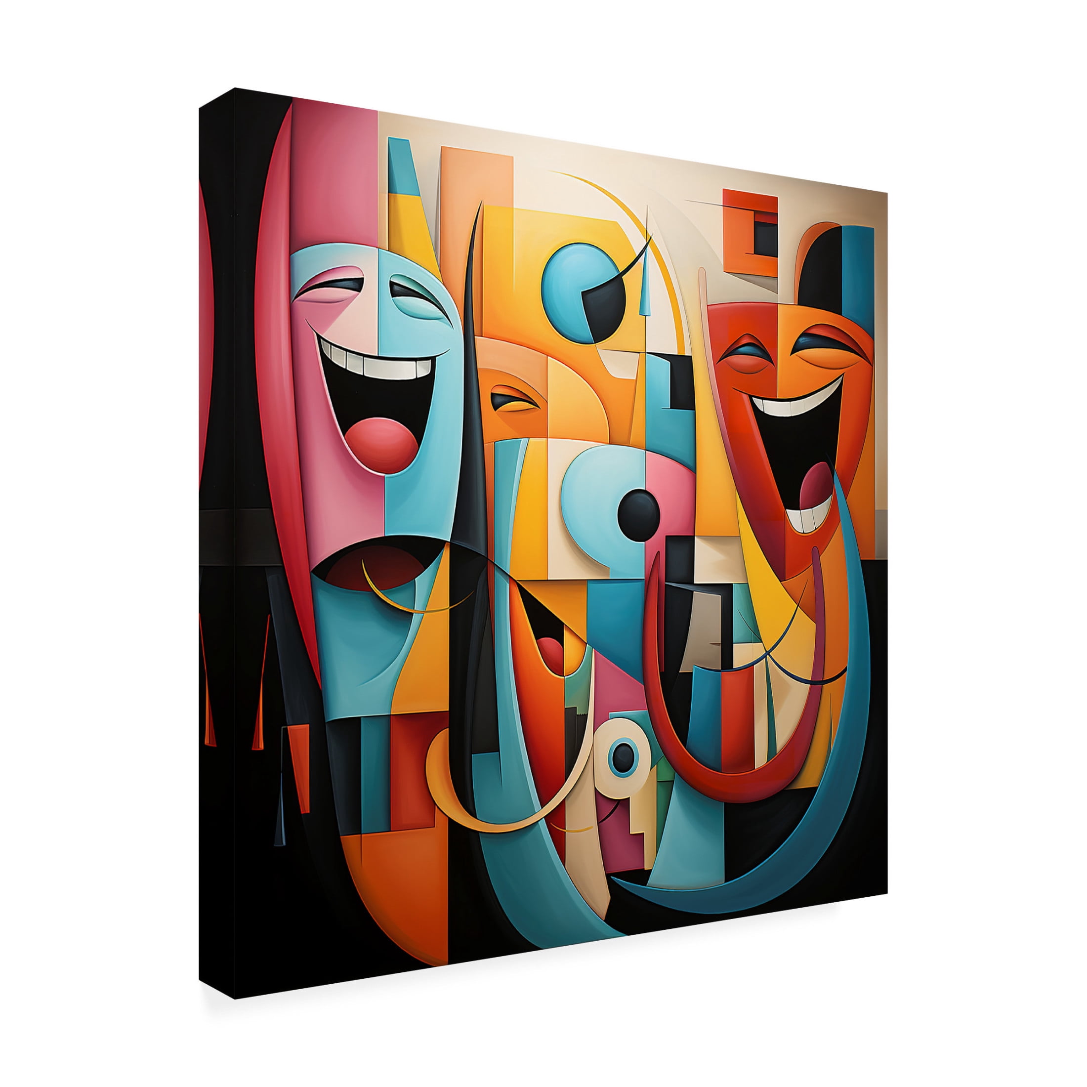 Canvas Wall Art - Ray Heere 'Happy Cubism 2' Wall Art for Living Room, Bedroom, or Office Décor by Trademark Fine Art - 24 x 24 Inches