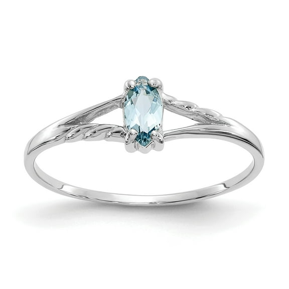 Primal Gold 10 Karat White Gold Geniune Aquamarine Birthstone Ring