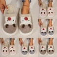 thumbnail image 3 of Xfvqtps Fuzzy Slippers for Womens Christmas Fluffy Slippers Large Size Cute Elk Pattern Memory Foam Thick Bottom Non Slip Indoor House Warm Winter Cozy Slippers Khaki, 3 of 9