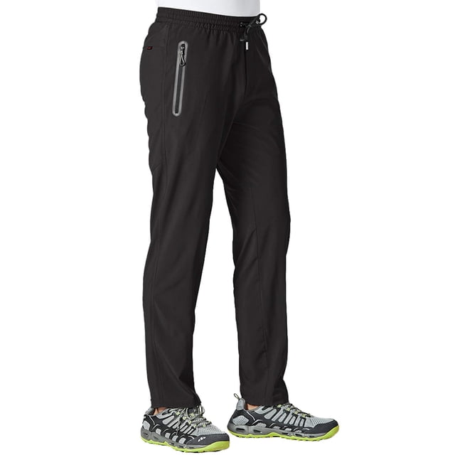 Pantalones TBMPOY para hombre, viajes, senderismo, secado rápido, cortavientos, color negro XL