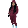 thumbnail image 3 of Capreze Jogging Sweatsuits For Womens Fleece Sherpa Lined Two Piece Casual Lounge Set Long Sleeve Tracksuits With Pockets Wine Red S, 3 of 4