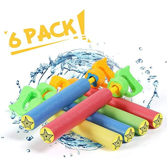 Water Gun for Kids, 6PCS Foam Water Blaster Squirt Gun Set Water Guns Pool Toys for Kids Water Blaster Gun Shooter Swimming Pool Party Outdoor Beach Sand Play Game Toy