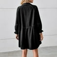 thumbnail image 3 of Women's Loose Buttoned Denim Dress - Solid Color, Washed Patchwork, Mid-Length, Lapel Collar - S-XL Sizes, 3 of 5