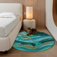 thumbnail image 3 of Round Area Rug 3 Ft, Dark Green Marble Washable Non-Slip Circle Carpet for Living Room/Bedroom, Modern Abstract Art Marble Fluid Low-Profile Small Floor Mats Collection Rugs for Indoor, 3 of 7