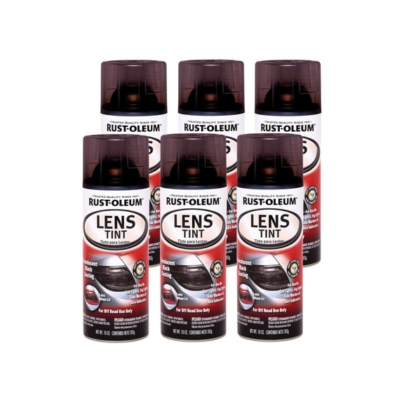 Rust-Oleum 253256 Automotive Lens Tint Coating Spray, 10 oz, Translucent Black, 6 Pack