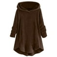 thumbnail image 1 of Womens Cardigan Plus Size Button Plush Tops Hooded Loose Cardigan Wool Coat Winter Jacket Navy Xl, 1 of 5