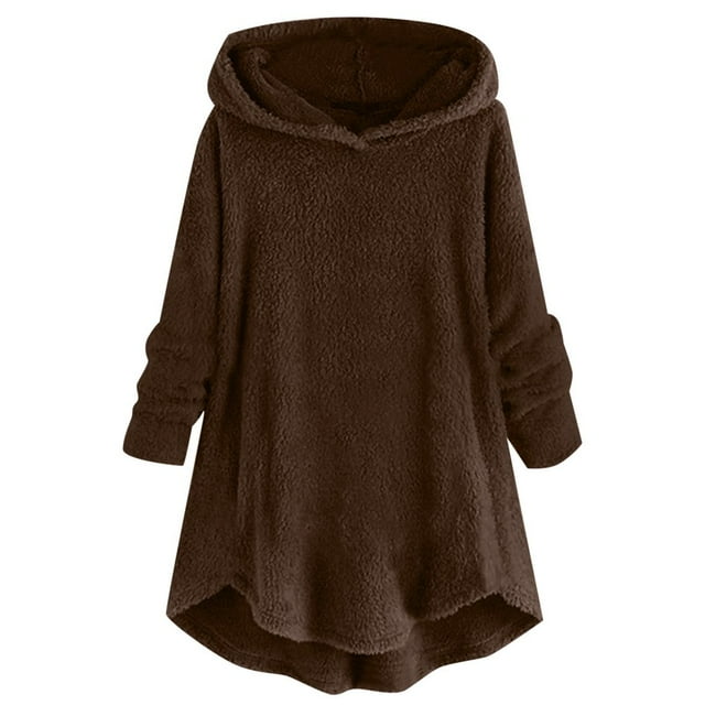 Womens Cardigan Plus Size Button Plush Tops Hooded Loose Cardigan Wool Coat Winter Jacket Navy Xl