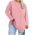 thumbnail image 2 of ChaoHeng Women's Oversized V-neck Long Sleeved Solid Color Summer Base T-shirt,Graphic Sweatshirts Women Solid Color Fashion Casual Trendy(Pink,XXXXXL), 2 of 5