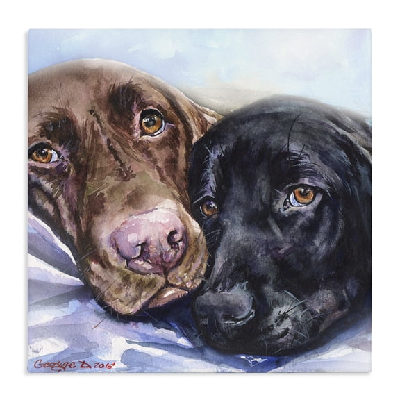 Stupell Industries Victorian Labradors Dog Pet Animal Watercolor Canvas Art, 17 x 17, by George Dyachenko