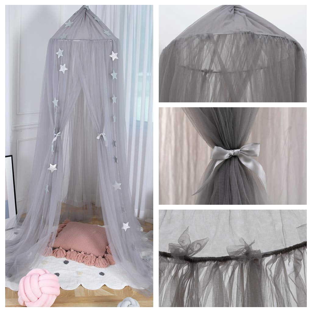 CAILDANL Bed Canopy for Girls - Princess Bed Canopy Mosquito Net Nursery Play Room Decor Dome Premium Yarn Netting Curtains Baby Game Dream Castle, Pink