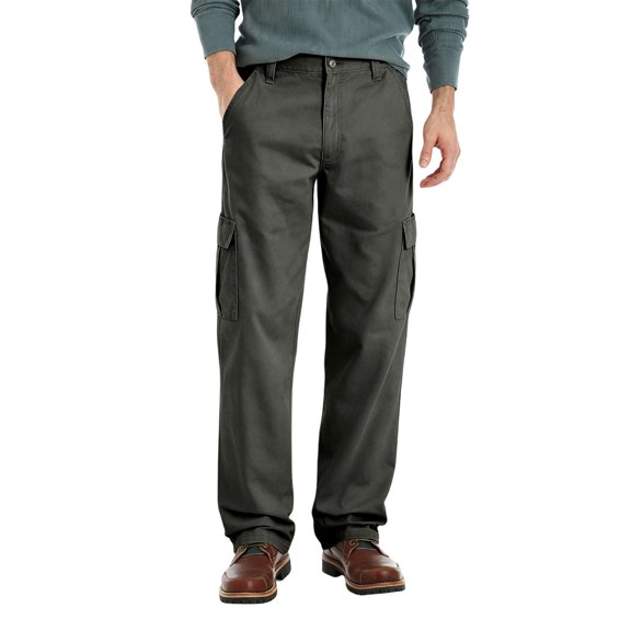Relaxed Straight Leg Cargo Long Trousers For Men Elastic Stretch Drawstring Waist Large Side Cargo Pockets Soft Breathable Twill Fabric Hiking Work Pants