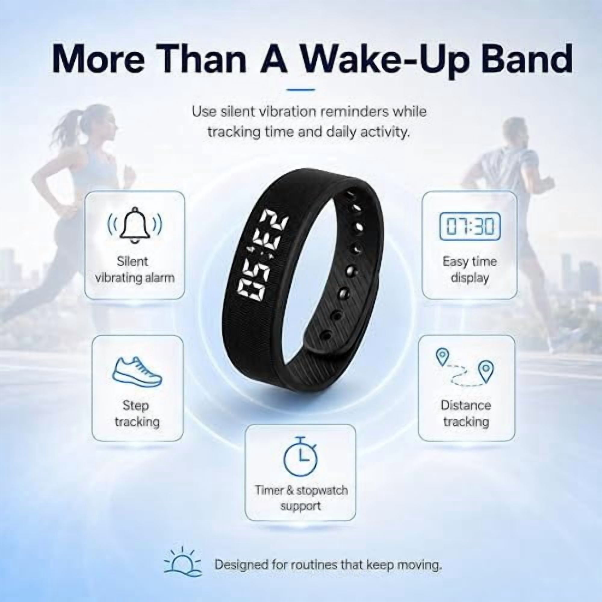 Auralis Wake Band, Vibrating Alarm Clock Wristband for Heavy Sleepers, Silent Vibration Watch for Deaf & Hard of Hearing, Smart Wake Up Band for Deep Sleepers Adults, Won't Disturb Partner