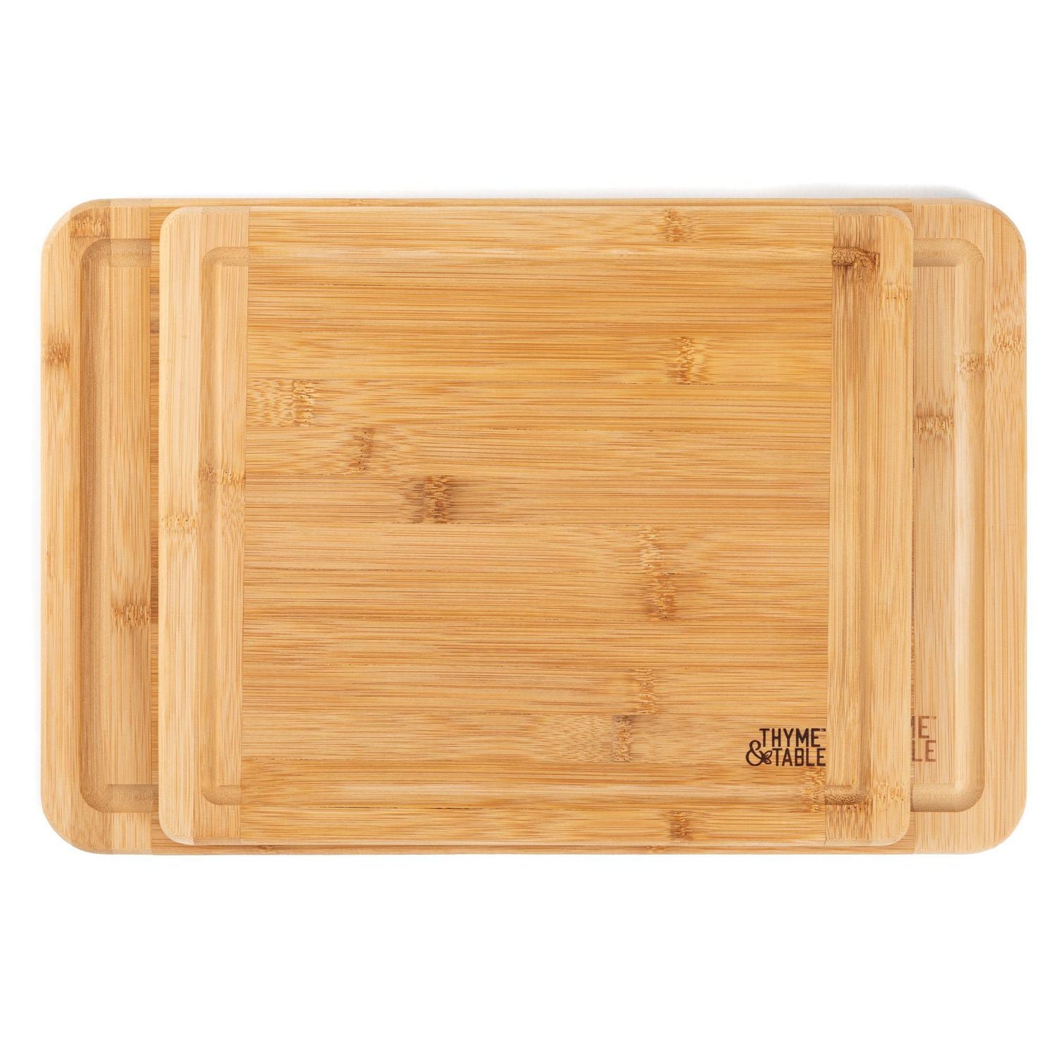Planche à découper en bambou Thym & Table Knife Friendly, paquet de 2 Planche à découper