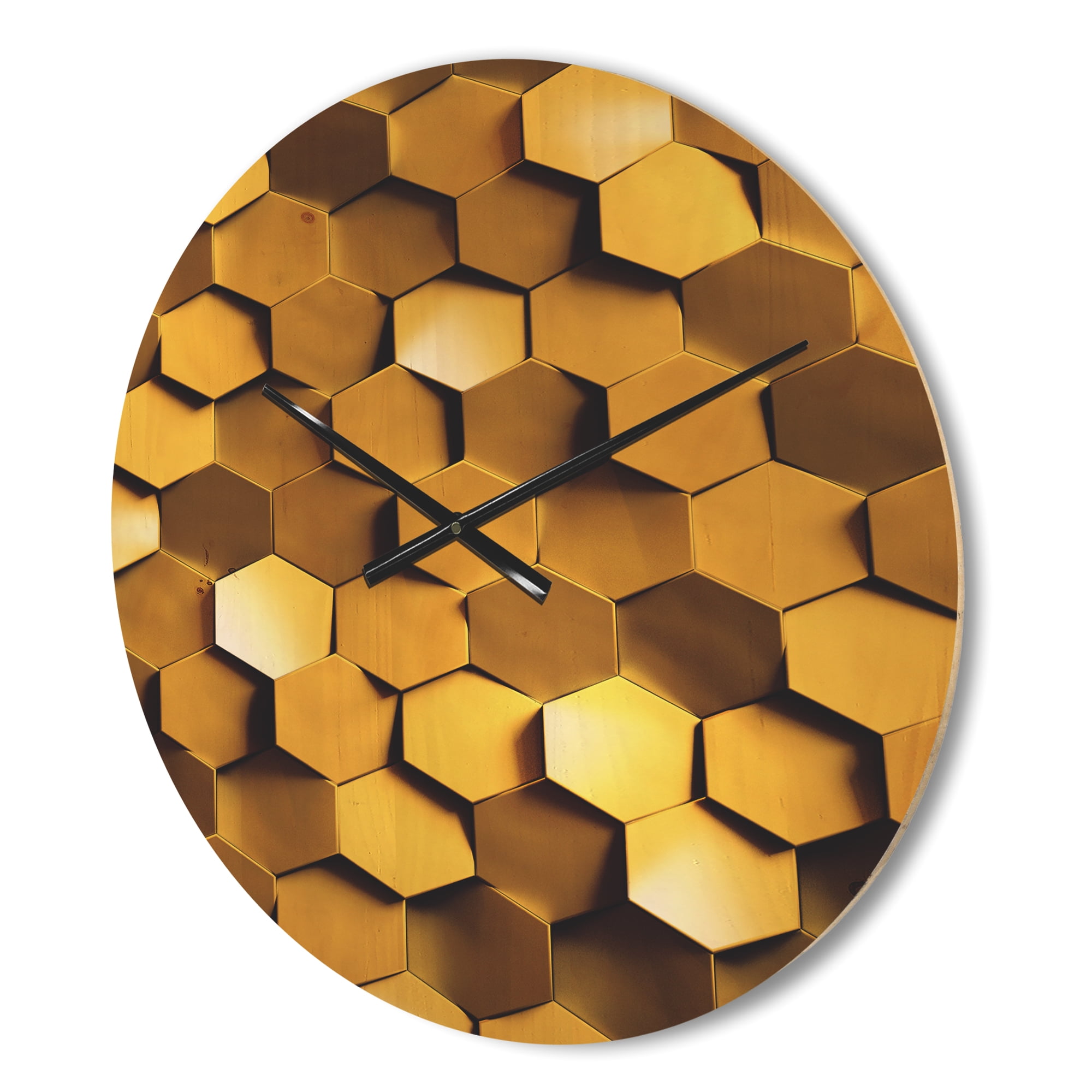 Designart 'Golden Honeycomb Texture Wall ' Modern Wood Wall Clock