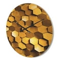 thumbnail image 3 of Designart 'Golden Honeycomb Texture Wall ' Modern Wood Wall Clock, 3 of 5