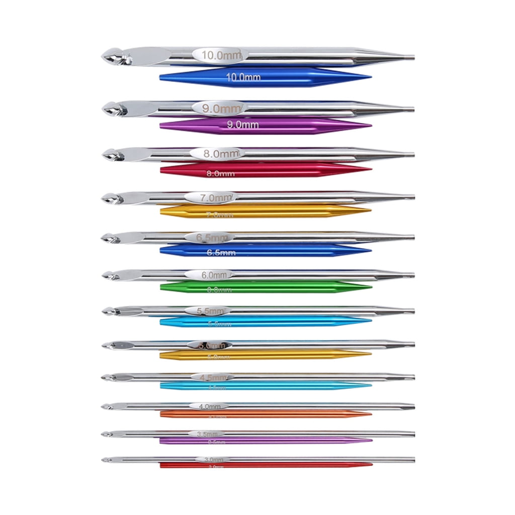 Zeiwohndc 12Pairs Interchangeable Aluminum Tunisian Crochet Hook Set for Sweater Blanket