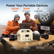 Jackery E300New Sand Gold 290Wh Portable Power Station, 300W LiFePO4 Battery for Camping, Travel & Backup