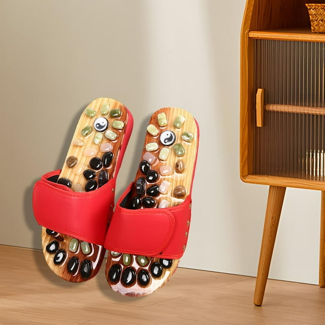 2x Zapatillas De De Pies Sandalias, Pantuflas De Baño, Adoquines Portátiles Ajustables 250mm rojo