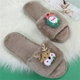 thumbnail image 4 of Aayomet Heated Slippers Women Color Cartoon Christmas Decoration Plush Casual Flat Cotton Slippers (Khaki, 8), 4 of 5