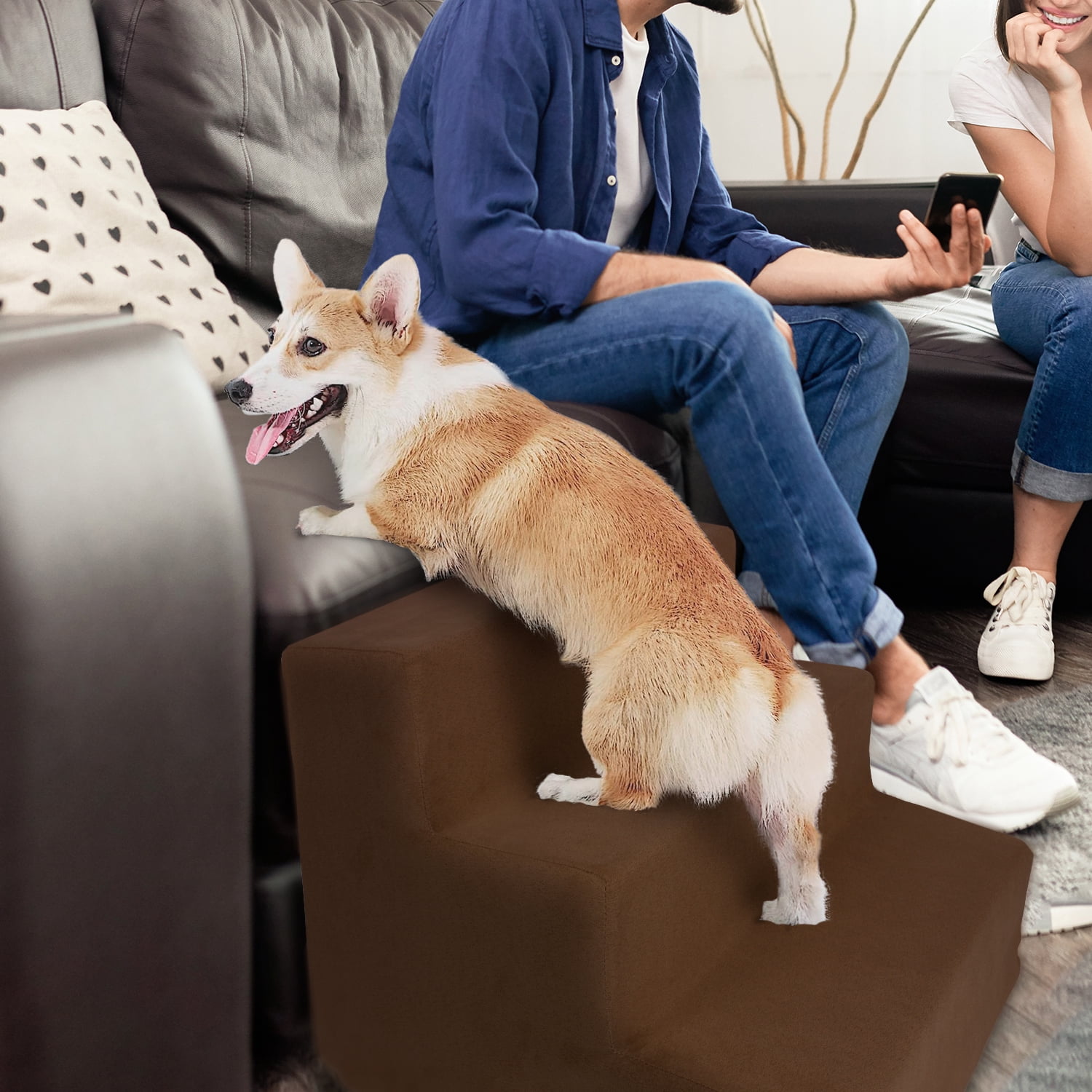 Precious Tails Deluxe High-Density Foam 3-Step Pet Stairs for Dogs and Cats - Durable, Lightweight, and Portable Staircase for Easy Mobility Assistance