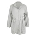 thumbnail image 3 of WILLBEST Robes pour Femmes Robes Décontractées à Volants avec Cordon Manches Longues Évasées Été Robe Mini Unie, 3 of 4