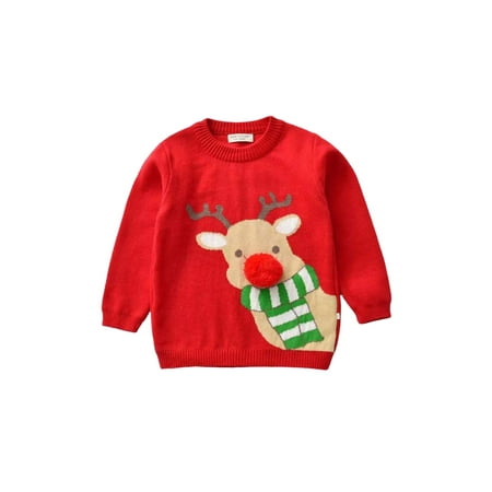 

Musuos Baby Girl Boy Christmas Sweater Long Sleeve Warm Jacket Pullover Sweatshirt Coat