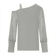 thumbnail image 5 of Lindreshi Long Sleeve Shirts for Women Women's Fashion Casual One Shoulder Drop Shoulder Long Sleeve Pullover Long Sleeve Top, 5 of 6