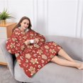 thumbnail image 5 of Oversized Wearable Blanket Hoodie,Red Christmas Gingerbread and Mitten Pattern Sherpa Blanket Hoodie with Super Pockets,Super Warm Fuzzy Pullover for Women & Men, 5 of 6