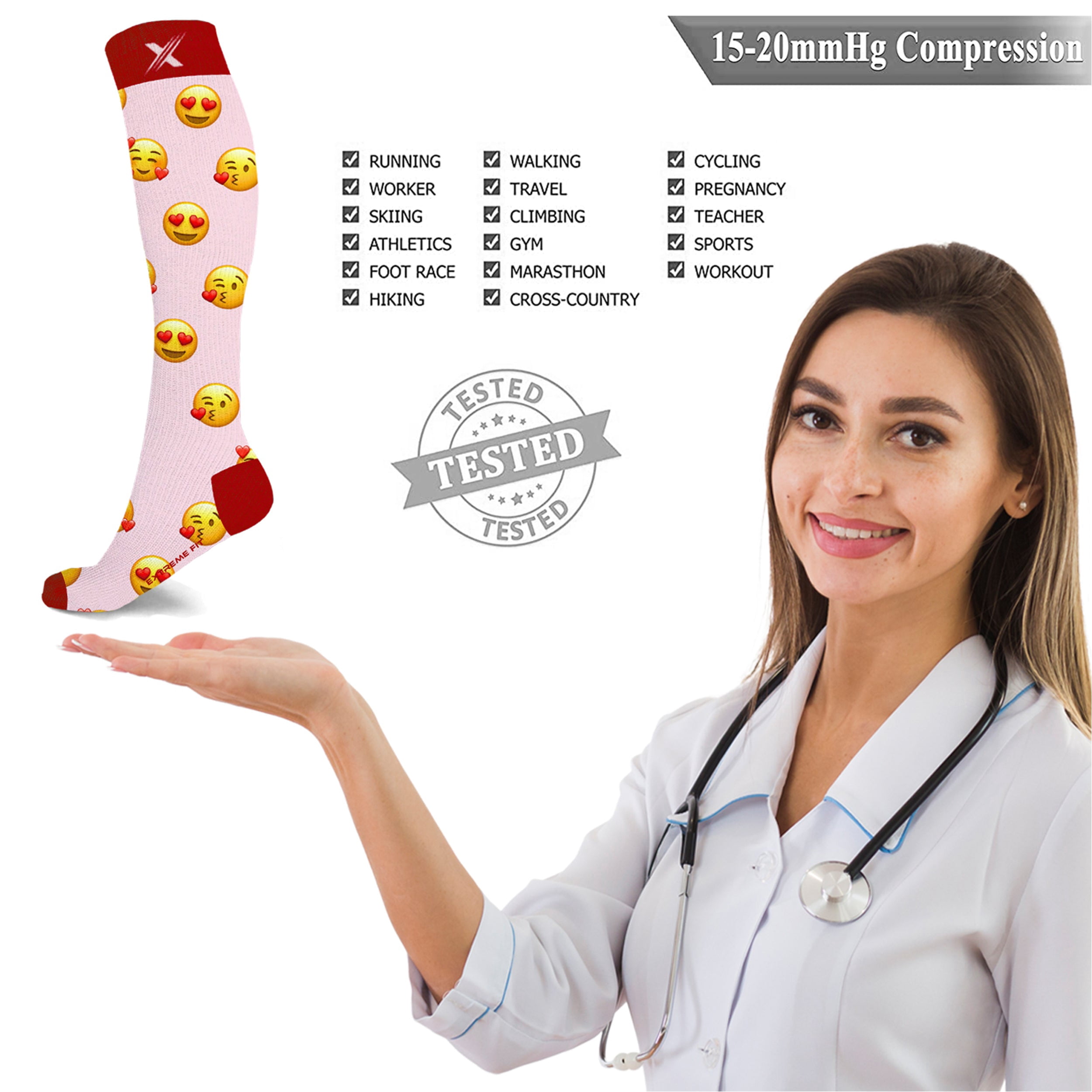 Emoji Fun And Expressive Compression Socks - 3 Pair