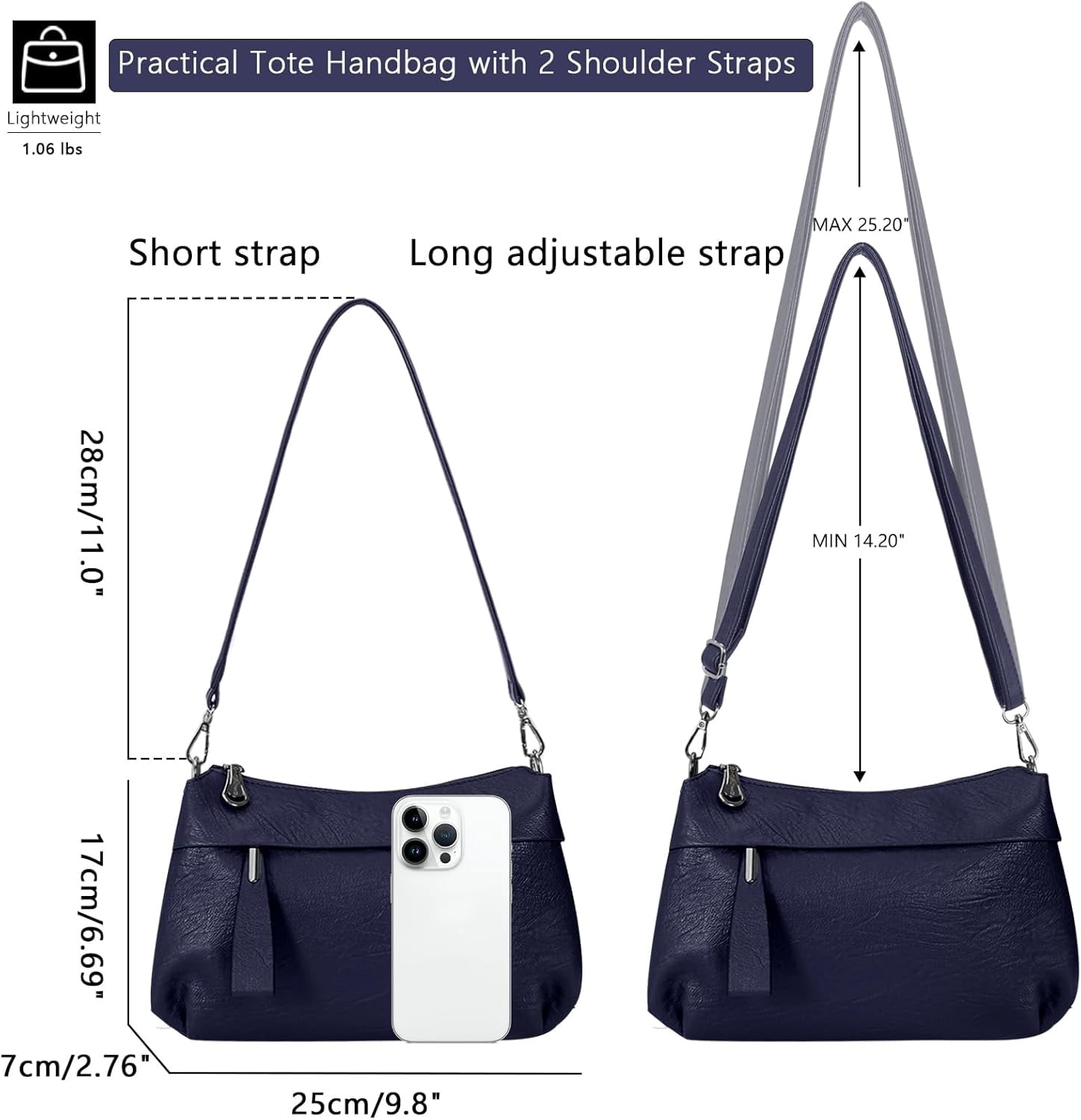 Genuine Leather Purse for Women Hobo Bag Trendy Crossbody Bag and Shoulder Bag with 2 Straps