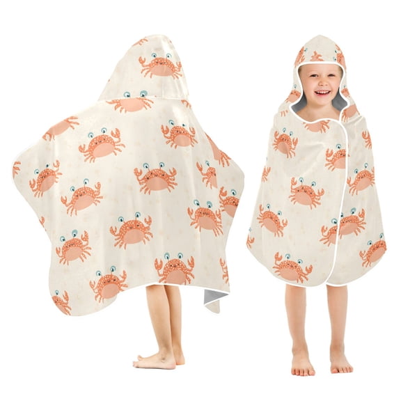 joogoo Orange Crab Pattern Kids Hooded Beach Towel Baby Bath Towel 23.5"x50"
