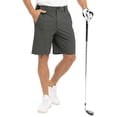 thumbnail image 4 of Domzle Men's Classic Fit Golf Shorts with Pockets Stretch Dress & Casual Business Quick-Dry, Lightweight Comfort Fit Dark Gray M, 4 of 5
