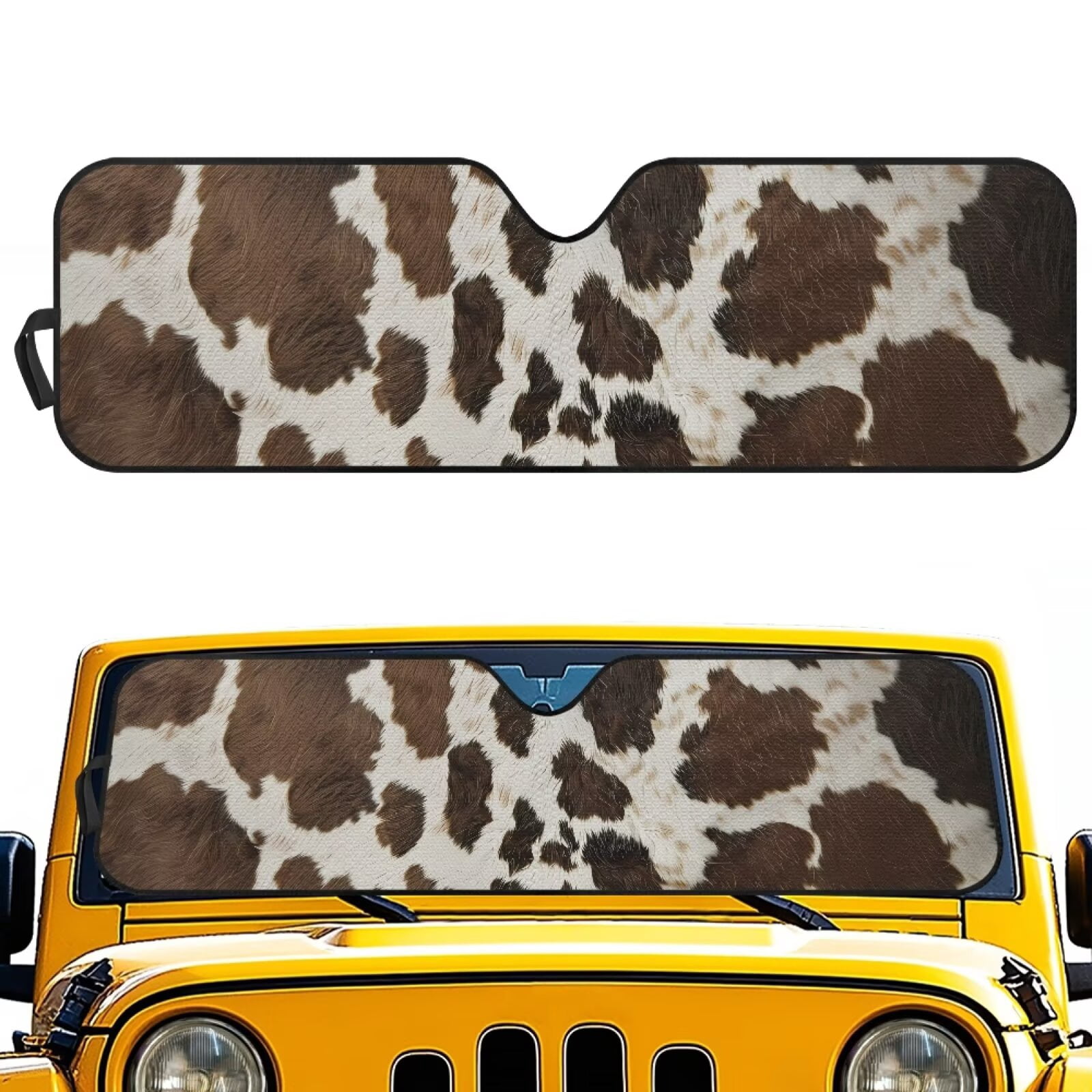Uorisanigo Front Windshield Sunshade Fit for Jeep Wrangler JK JKU JL JLU 1997-2025 & Jeep Gladiator JT 2020-2024, Foldable Car Sun Shade Blocks UV Rays Keep Vehicle Cooler