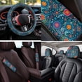 thumbnail image 4 of Binienty Boho Floral Car Seat Covers Full Set with Armrest Cushion Non-slip Auto Seat Belt Shoulder Strap Covers Headrest Covers Coasters Car Interior Decor Set 14 Pieces, 4 of 7
