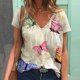 thumbnail image 2 of Blusa de manga corta con cuello en V informal para mujer a la moda, camisetas de verano Fridja  bn3875, 2 of 5