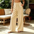 thumbnail image 5 of Utoimkio Women's Vertical Striped Wide Leg Pajama Pants Drawstring Elastic High Waist Soft Loose Sleep Trousers with Side Pockets for Home Lounging, 5 of 9