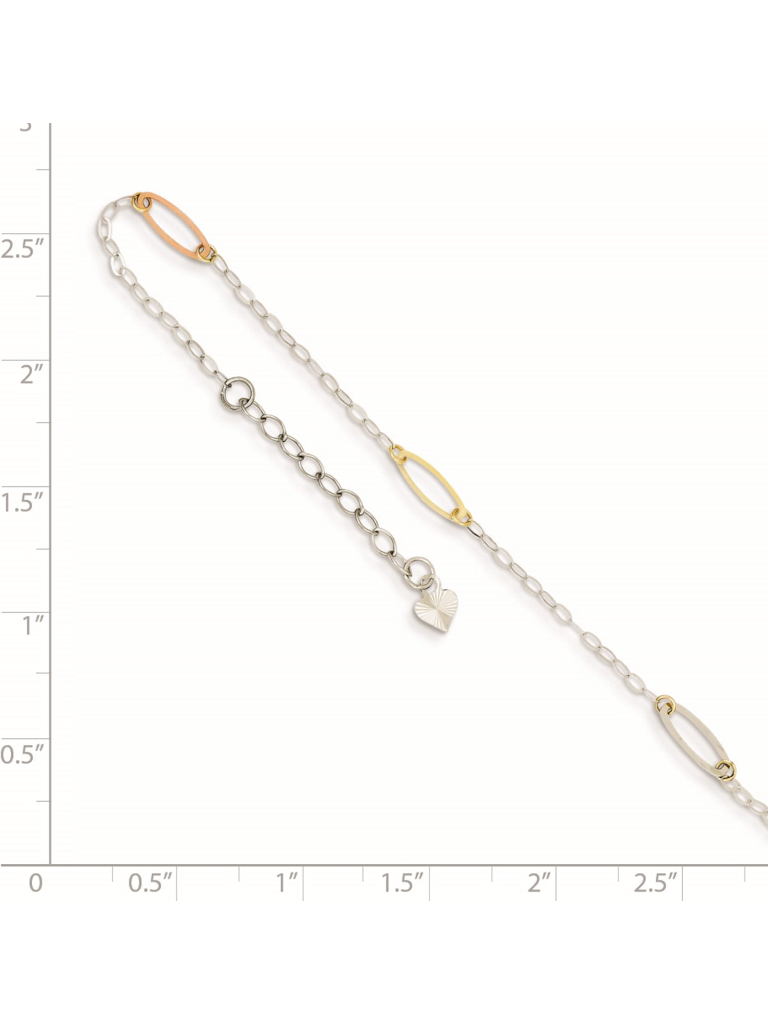 14kt Yellow Gold Oval Shapes 9in with 1in ext Anklet; 10 inch