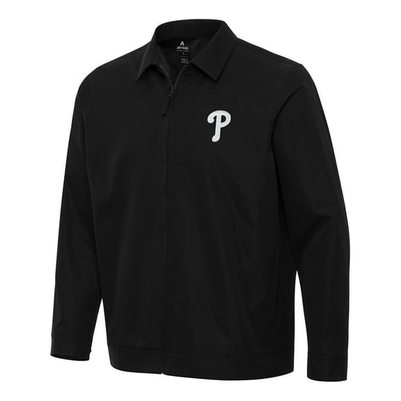 Men's Antigua Black Philadelphia Phillies Pivot Full-Zip Jacket