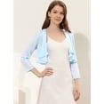 thumbnail image 2 of INSPIRE CHIC Top corto Bolero Elegante frente abierto drapeado con mangas 3/4 Encogimiento de hombros a la boda para mujeres Azul Claro S, 2 of 5