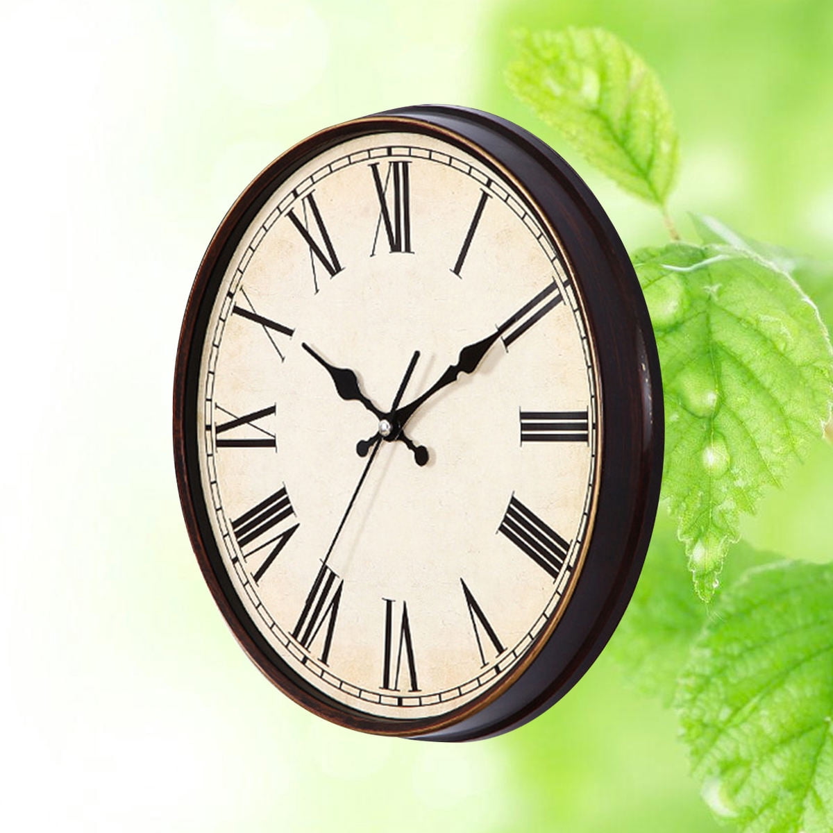 Masteelf Vintage Dial Clock European Round Roman Numeral Silent Clock 3D Large Decorative Wall Clock for Living Room Bedroom Kitchen