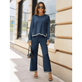 thumbnail image 7 of Women's 2 Piece Outfits Long Sleeve Knit Sweater Set Top Lounge Wide Leg Pants Sets Tracksuits Spring and Autumn, 7 of 7
