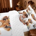 thumbnail image 5 of Erosebridal Cute Highland Cow 7pcs Bedding Comforter Set,Cartoon Animal Colorful Flower Print Queen Bedding Sets For Boys Kids,Reversible, 5 of 7