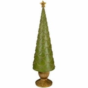 Northlight 23" Green Christmas Tree Cone on Pedestal with Star Topper Tabletop Decor