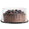 thumbnail image 1 of Contenedores desechables de plástico para tartas de 10 a 11 pulgadas con tapas de cúpula y tablas para tartas | 3 portadores redondos para transportar | Cajas transparentes para tartas, 1 of 6