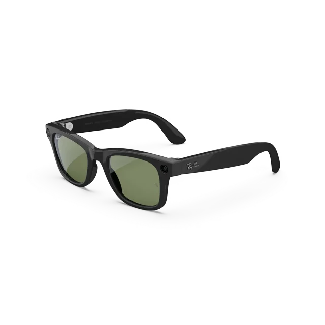 Ray-Ban Meta Wayfarer (Gen 2) Smart Glasses with AI, Photo, Video, Audio & Messaging - Shiny Black / Green – Size – Standard, Fit – High Bridge – Open Box
